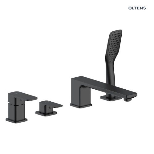 Oltens Hadsel bateria wannowo-prysznicowa nawannowa 4-otworowa czarny mat 34203300