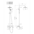Zestaw natryskowy z termostatem Kolumna Corsan LUGO Deszczownica 25cm Wylewka obrotowa Czarna