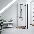 Zestaw natryskowy z termostatem Kolumna Corsan ANGO Deszczownica 25cm Wylewka obrotowa GunMetal