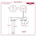 Bateria umywalkowa podtynkowa Corsan CMB7515GM Lugo z wylewką GunMetal