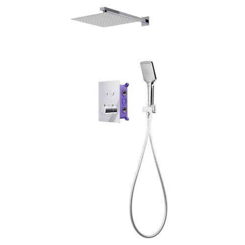 Zestaw prysznicowy Corsan CMZ049CH chrom z deszczownicą i głowicą termostatyczną