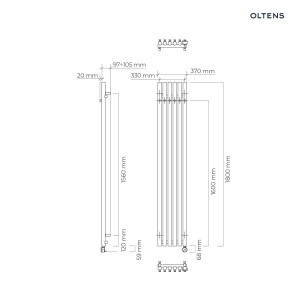 Oltens Stang (e) grzejnik łazienkowy 180x37 cm elektryczny czarny mat 55118300