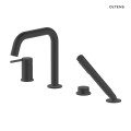 Oltens Rann bateria wannowo-prysznicowa 4 otworowa nawannowa czarny mat 34205300