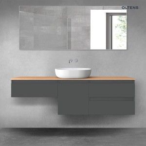 Oltens Vernal zestaw mebli łazienkowych 160 cm z blatem grafit mat/dąb 68423400