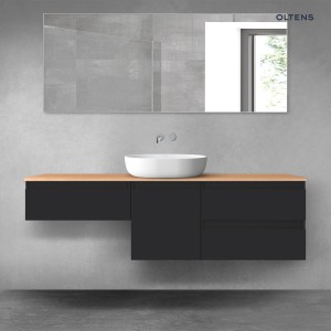 Oltens Vernal zestaw mebli łazienkowych 160 cm z blatem czarny mat/dąb 68423300