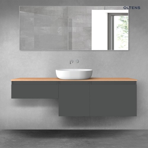 Oltens Vernal zestaw mebli łazienkowych 160 cm z blatem grafit mat/dąb 68430400