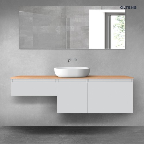 Oltens Vernal zestaw mebli łazienkowych 160 cm z blatem szary mat/dąb 68430700