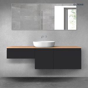 Oltens Vernal zestaw mebli łazienkowych 160 cm z blatem czarny mat/dąb 68430300