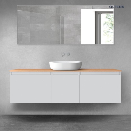 Oltens Vernal zestaw mebli łazienkowych 160 cm z blatem szary mat/dąb 68415700