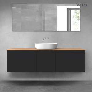 Oltens Vernal zestaw mebli łazienkowych 160 cm z blatem czarny mat/dąb 68415300