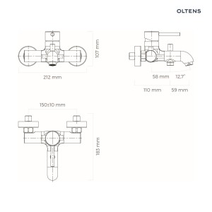 Oltens Molle bateria wannowo-prysznicowa ścienna nikiel 34000910
