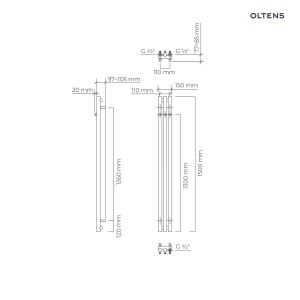 Oltens Stang grzejnik łazienkowy 150x15 cm grafit 55019400