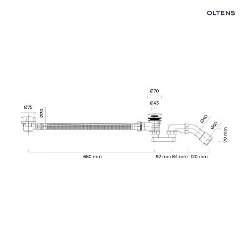 Oltens Oster syfon wannowy automatyczny z pokrętłem miedź szczotkowana 03001610