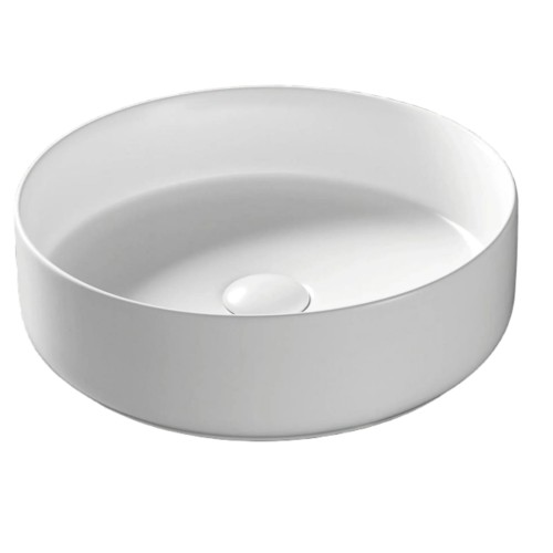 Umywalka nablatowa Lugo okrągła 360x120 mm z korkiem białym