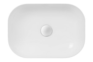 Umywalka nablatowa Mono prostokątna 460x320x140 mm z korkiem białym