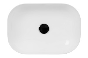 Umywalka nablatowa Mono prostokątna 460x320x140 mm z korkiem czarnym