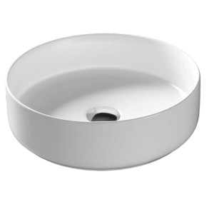 Umywalka nablatowa Lugo okrągła 360x120 mm z korkiem chrom