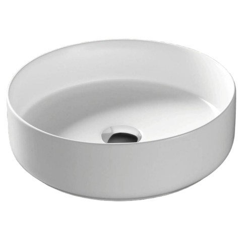 Umywalka nablatowa Lugo okrągła 360x120 mm z korkiem chrom
