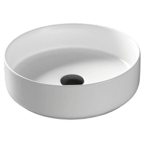 Umywalka nablatowa Lugo okrągła 360x120 mm z korkiem czarnym