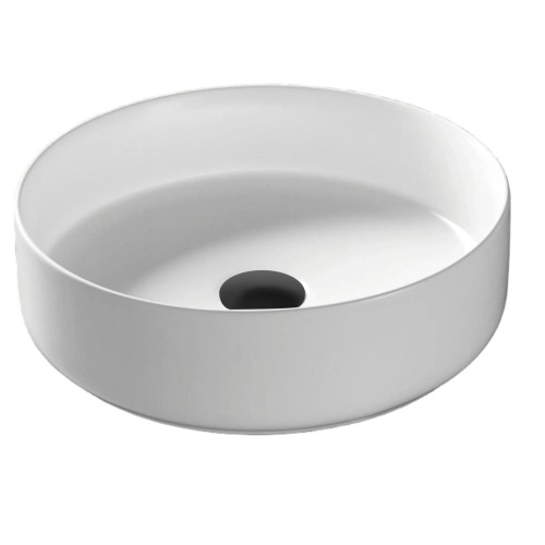 Umywalka nablatowa Lugo okrągła 360x120 mm z korkiem czarnym