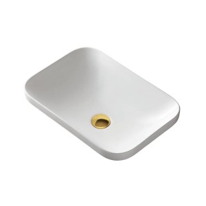 Umywalka wpuszczana w blat Intero 430x380x140 mm z korkiem złotym