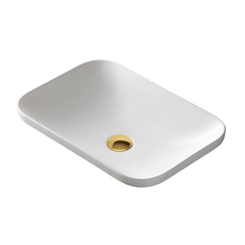 Umywalka wpuszczana w blat Intero 530x370x155 mm z korkiem złotym