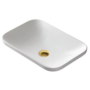 Umywalka wpuszczana w blat Avola 600x370x145 mm z korkiem złotym