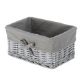 Koszyk wiklinowy Koszoplotka szary z wyściółką z kokardką 30x20x15h + GRATIS