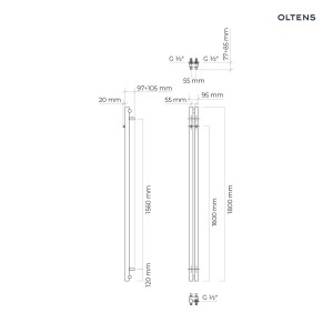 Oltens Stang grzejnik łazienkowy 180x9,5 cm miedź szczotkowana 55010610