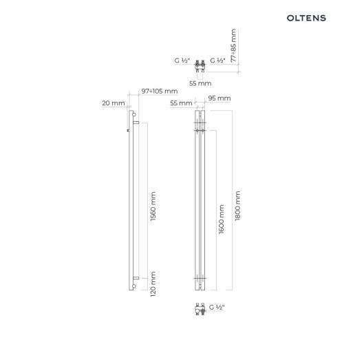 Oltens Stang grzejnik łazienkowy 180x9,5 cm miedź szczotkowana 55010610