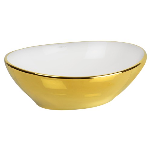 Umywalka nablatowa KR-707 WH/G (biało-złota)