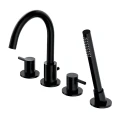 Y bateria wannowa 4-otworowa, czarny półmat