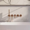 Y bateria wannowa 5-otworowa podtynkowa z długą wylewką, miedź szczotkowana