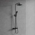 UNI termostatyczny system prysznicowy natynkowy, czarny półmat