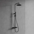 Y termostatyczny system prysznicowy natynkowy, czarny półmat