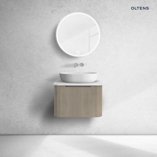 Oltens Hamnes szafka 60 cm podumywalkowa wisząca z blatem dąb/biały mat 68666060