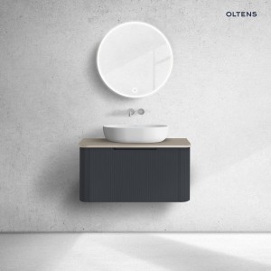 Oltens Hamnes szafka 80 cm podumywalkowa wisząca z blatem czarny mat/dąb 68672300