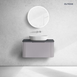 Oltens Hamnes szafka 80 cm podumywalkowa wisząca z blatem kaszmir/czarny mat 68671900