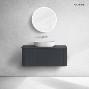 Oltens Hamnes szafka 100 cm podumywalkowa wisząca z blatem czarny mat 68673300