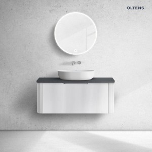 Oltens Hamnes szafka 100 cm podumywalkowa wisząca z blatem biały mat/czarny mat 68674000
