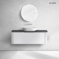 Oltens Hamnes szafka 120 cm podumywalkowa wisząca z blatem biały mat/czarny mat 68678000