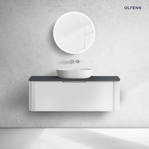 Oltens Hamnes szafka 120 cm podumywalkowa wisząca z blatem biały mat/czarny mat 68678000