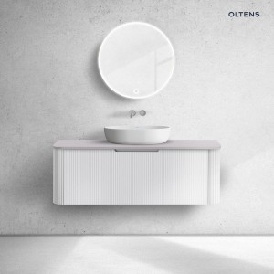 Oltens Hamnes szafka 120 cm podumywalkowa wisząca z blatem biały mat/kaszmir 68679000