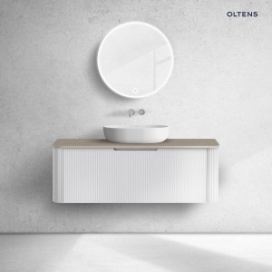 Oltens Hamnes szafka 120 cm podumywalkowa wisząca z blatem biały mat/dąb 68680000