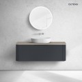 Oltens Hamnes szafka 120 cm podumywalkowa wisząca z blatem czarny mat/dąb 68680300