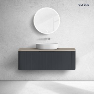 Oltens Hamnes szafka 120 cm podumywalkowa wisząca z blatem czarny mat/dąb 68680300
