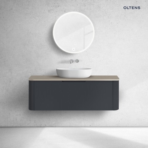 Oltens Hamnes szafka 120 cm podumywalkowa wisząca z blatem czarny mat/dąb 68680300