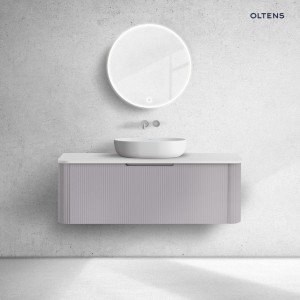 Oltens Hamnes szafka 120 cm podumywalkowa wisząca z blatem kaszmir/biały mat 68678900