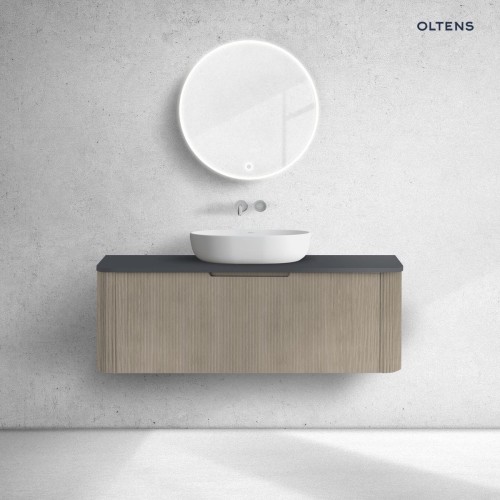 Oltens Hamnes szafka 120 cm podumywalkowa wisząca z blatem dąb/czarny mat 68679060
