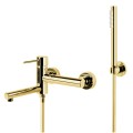 Bateria wannowa ścienna Corsan Lugo CMZ7541GL z zestawem natryskowym Złoto